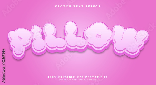 Pillow editable text effect with Pink Cartoon style Template