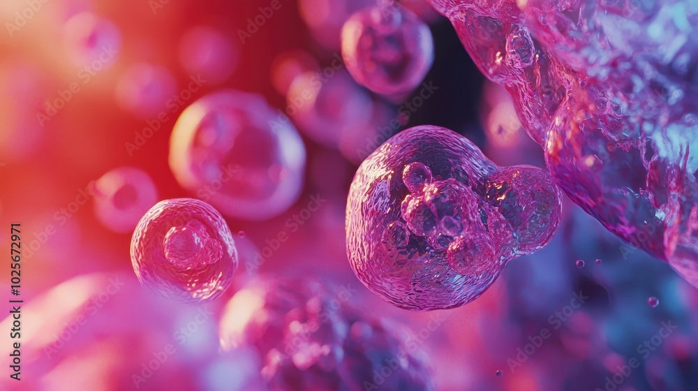 Fototapeta premium Colorful 3D Stem Cells in Innovative Research Visuals