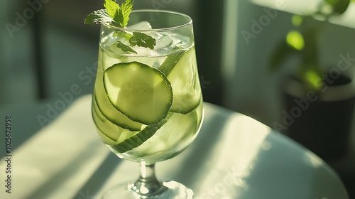 gin tonic with ice cucumber and rosemary 
