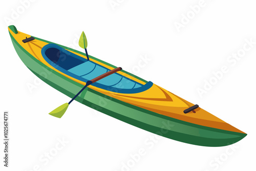 kayak with paddle on white background