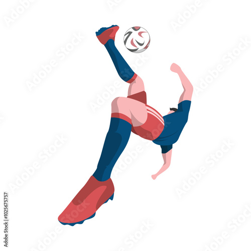 Spectacular Overhead Kick in Soccer Action Illustration