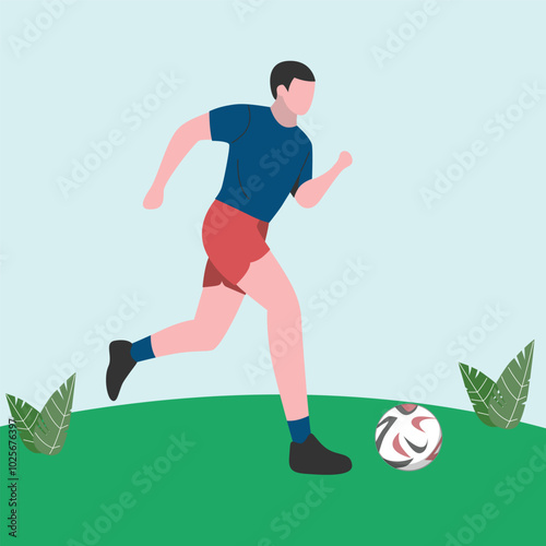 Modern Flat Design Concept for Soccer Illustration