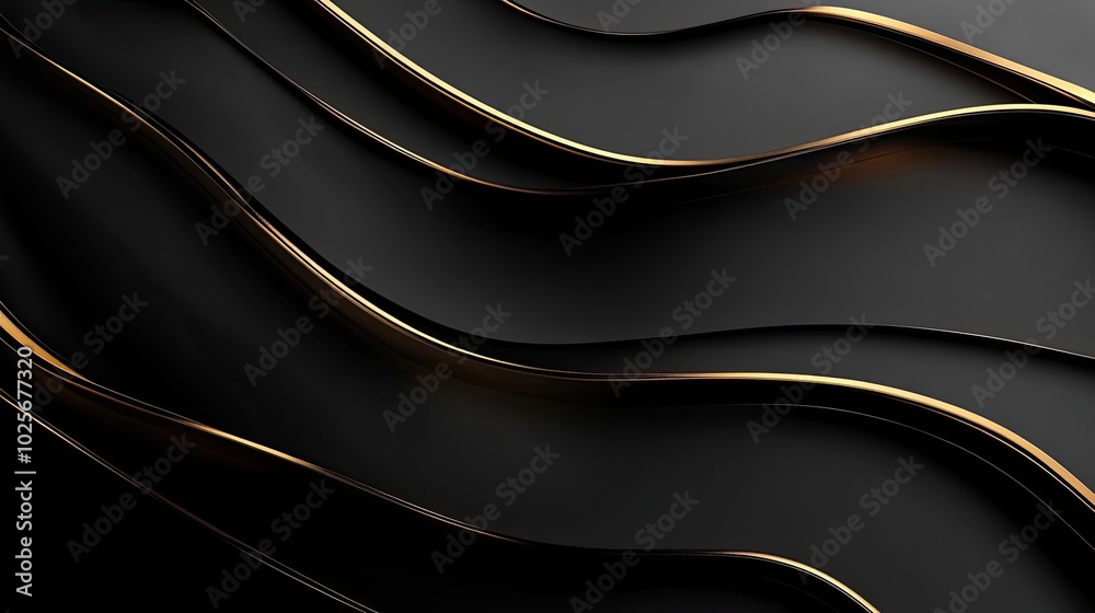 Obraz premium Abstract Black and Gold Wavy Lines Background