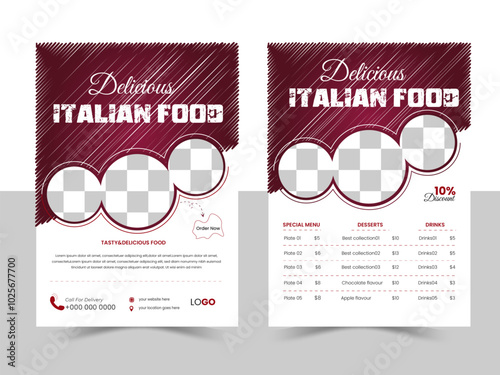 Restaurant biofold food menu poster design template.