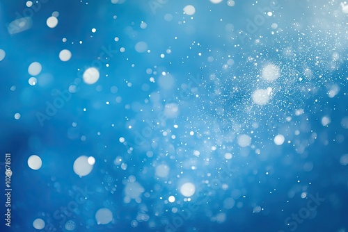 Abstract Blue Background with White Bokeh and Dust Particles