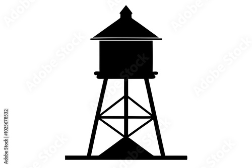 Water tower vector | vector silhouette illustration on white background