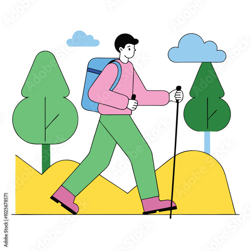 hiking exploring nature on foot.eps