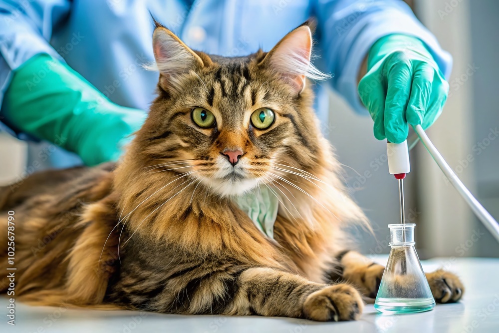 Maine Coon Cat Receiving Intravenous Fluid Therapy in Veterinary Clinic Cage, Awaiting Recovery and a Loving Home Maine Coon Cat Receiving Intravenous Fluid Therapy in Veterinary Clinic Cage, Awaiting Recovery and a Loving Home