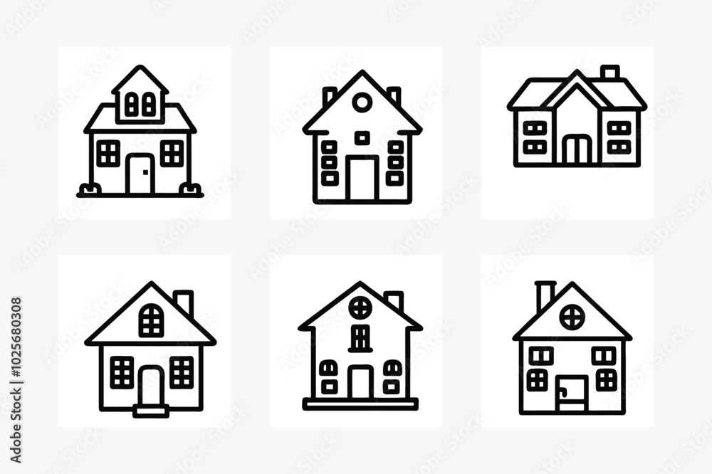 House Icon Shape Black and White Silhouette Vector Art Illustration Design Image Set House Icon Shape Black and White Silhouette Vector Art Illustration Design Image Set