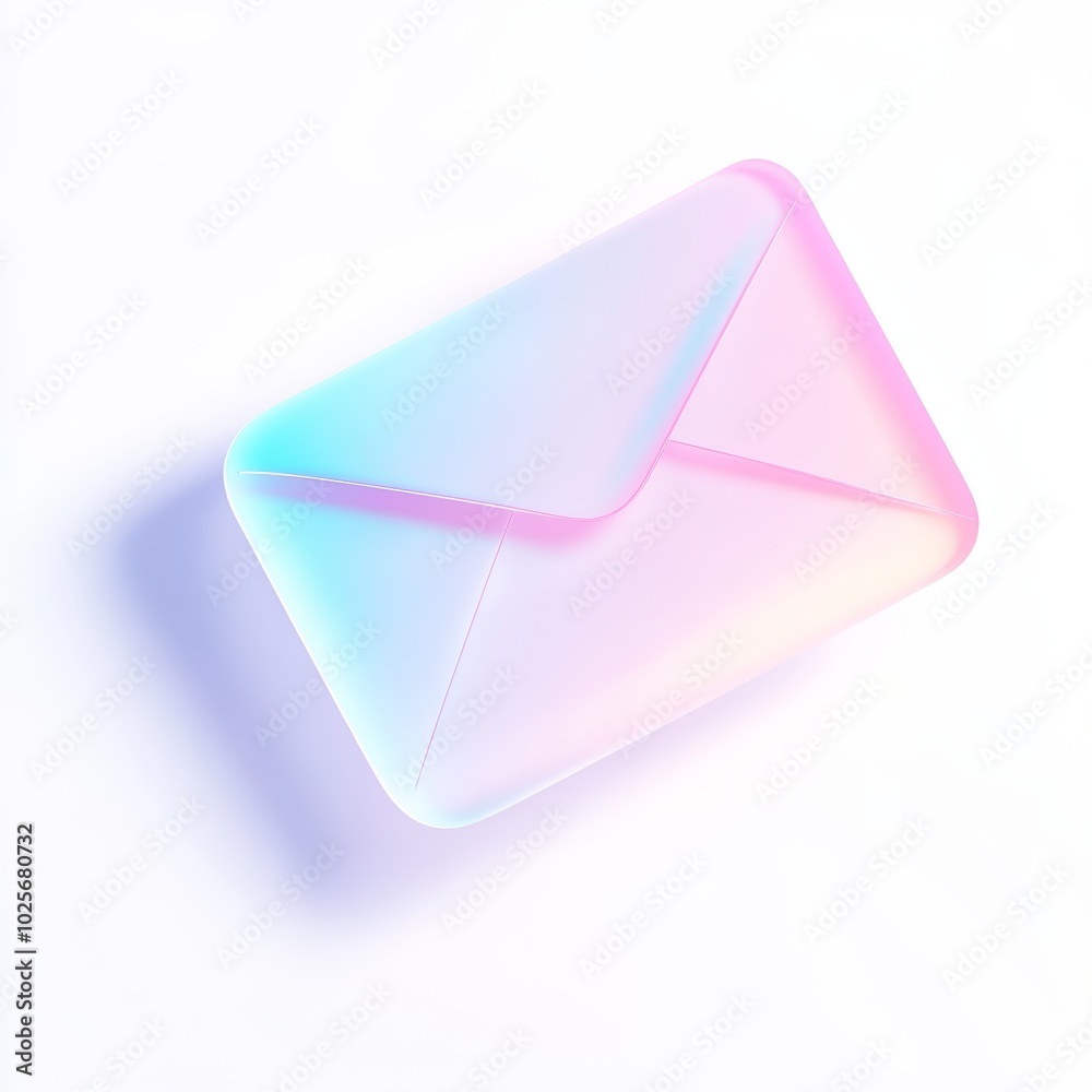 A pastel-colored envelope floating against a white background, symbolizing digital communication and connection in modern technology A pastel-colored envelope floating against a white background, symbolizing digital communication and connection in modern technology