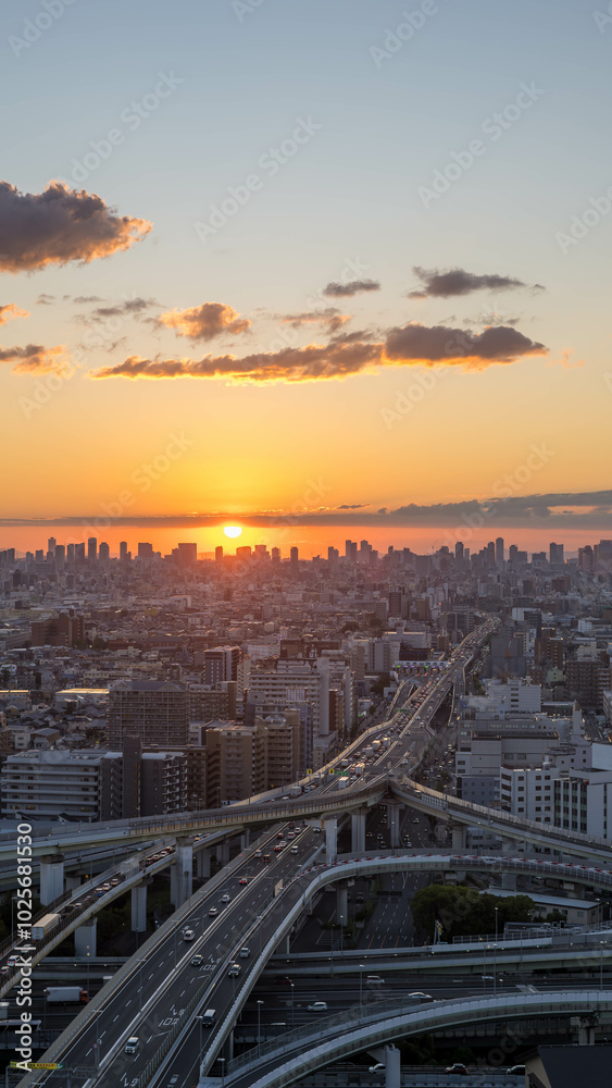 東大阪から望む大阪市内の夕景 東大阪から望む大阪市内の夕景