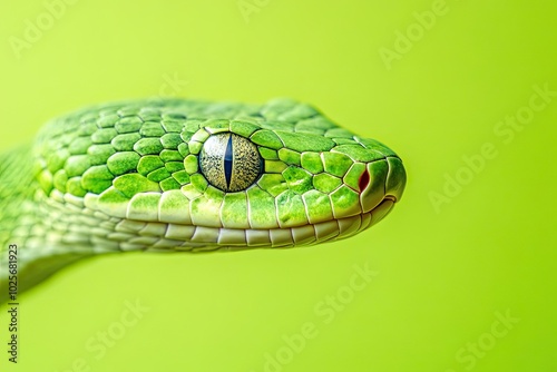 Close-up of a Green Snake's Eye and Scales photo