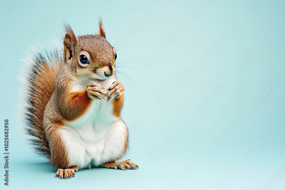 A Close-up of a Curious Red Squirrel with a Fluffy Tail A Close-up of a Curious Red Squirrel with a Fluffy Tail