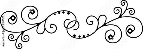 Black Swirl Line Art Ornament