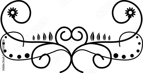 Black Swirl Line Art Ornament