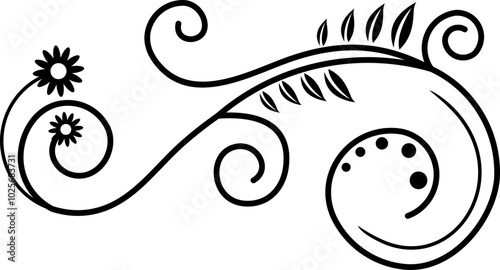 Black Swirl Line Art Ornament