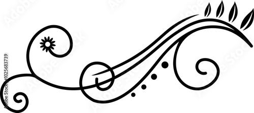 Black Swirl Line Art Ornament