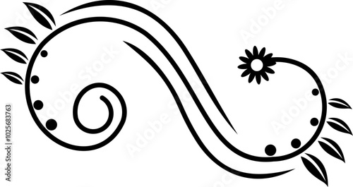 Black Swirl Line Art Ornament