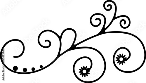 Black Swirl Line Art Ornament