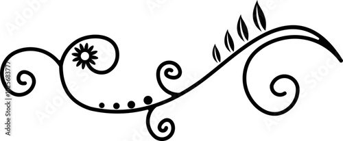 Black Swirl Line Art Ornament