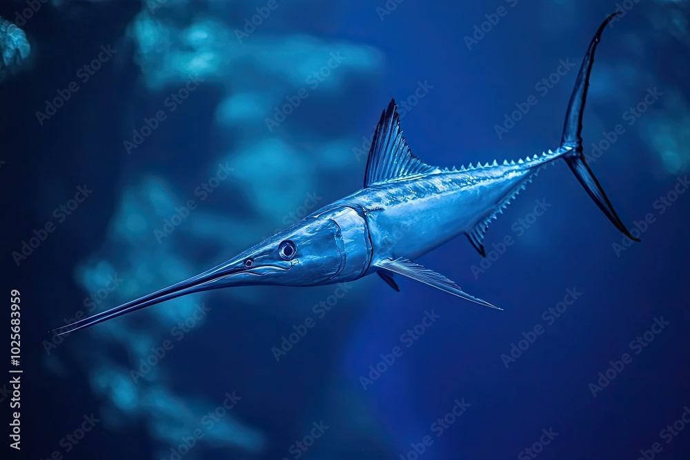 Fototapeta premium A Blue Marlin Swimming Underwater