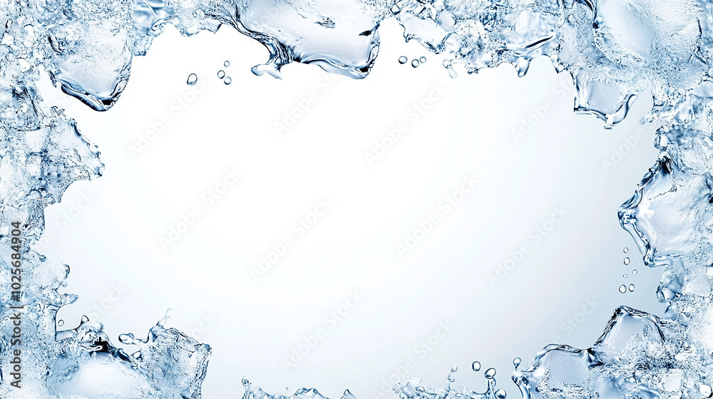 Snow melting frame with delicate ice and flowing water Snow melting frame with delicate ice and flowing water