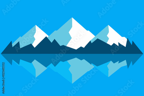 Mountain Lake Reflection Natural Background Vector Illustration