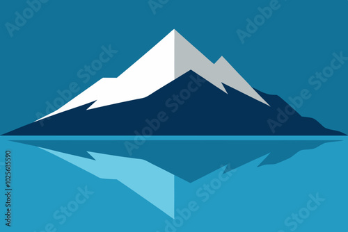 Mountain Lake Reflection Natural Background Vector Illustration