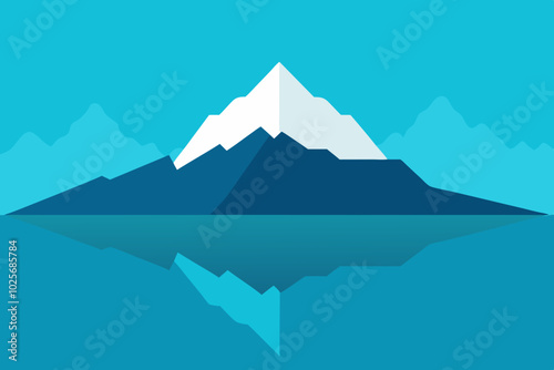 Mountain Lake Reflection Natural Background Vector Illustration