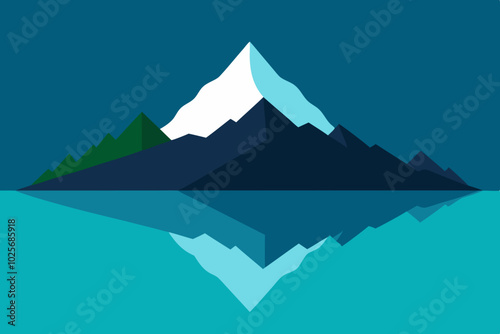 Mountain Lake Reflection Natural Background Vector Illustration
