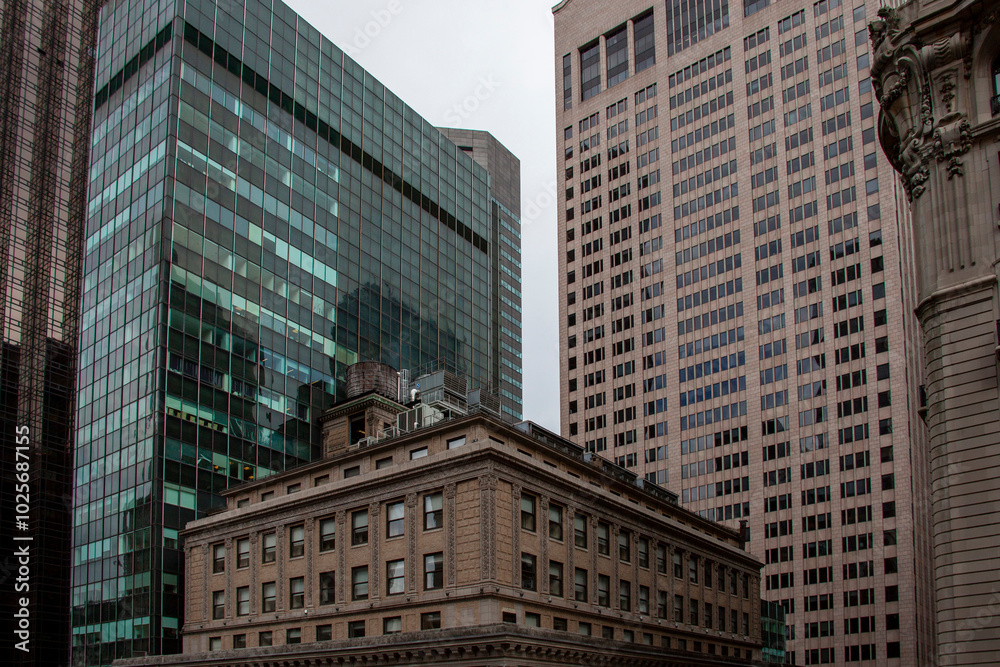 Buildings clustered together in New York City Buildings clustered together in New York City