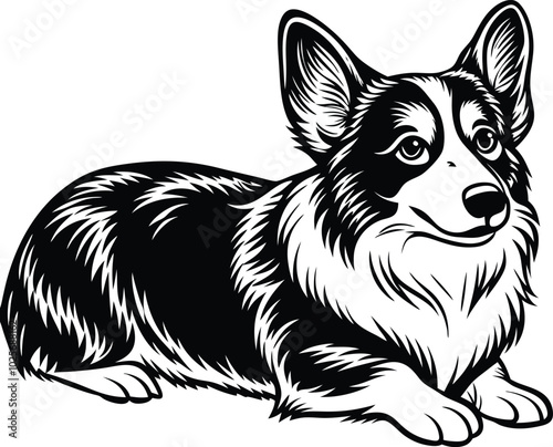 Pembroke Welsh corgi dog silhouette vector design