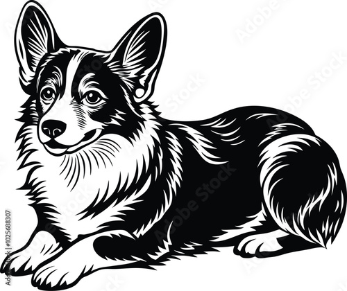 Pembroke Welsh corgi dog silhouette vector design