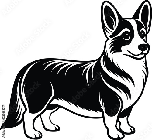 Pembroke Welsh corgi dog silhouette vector design