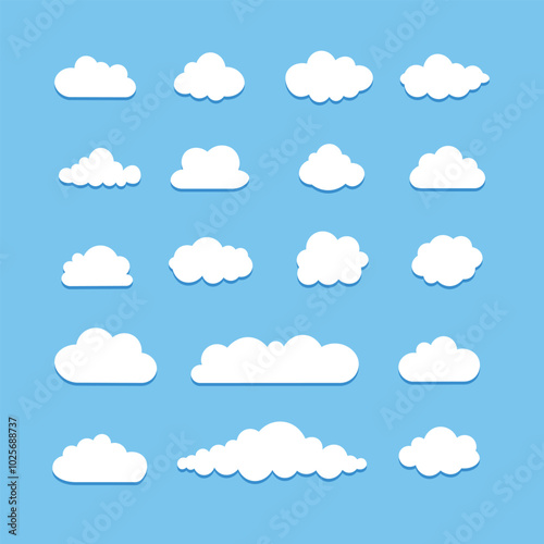 Selection of decorative clouds in flat design