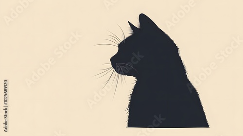 Wallpaper Mural A black cat silhouette with whiskers, profile view Torontodigital.ca