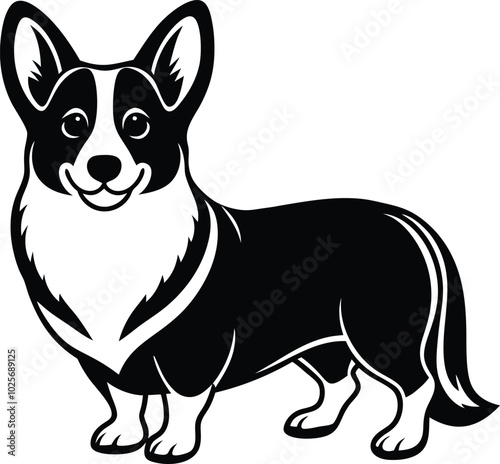 Pembroke Welsh corgi dog silhouette vector design
