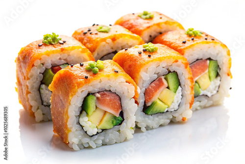 Sushi rolls isolated on white background