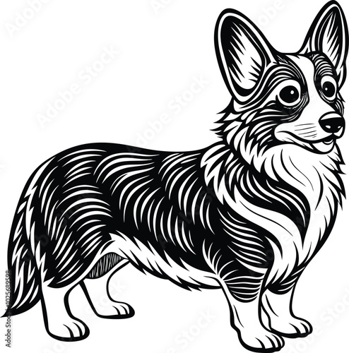 Pembroke Welsh corgi dog silhouette vector design