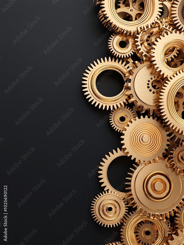 A vertical composition of golden gears interlocking and spinning, set against a dark, gradient background with ample copy space for text. The gears represent the continuous flow of time. A vertical composition of golden gears interlocking and spinning, set against a dark, gradient background with ample copy space for text. The gears represent the continuous flow of time.
