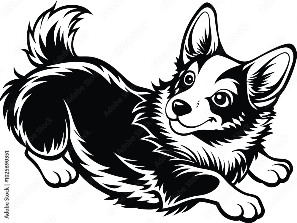 Obraz premium Pembroke Welsh corgi dog silhouette vector design