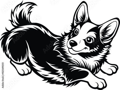 Pembroke Welsh corgi dog silhouette vector design