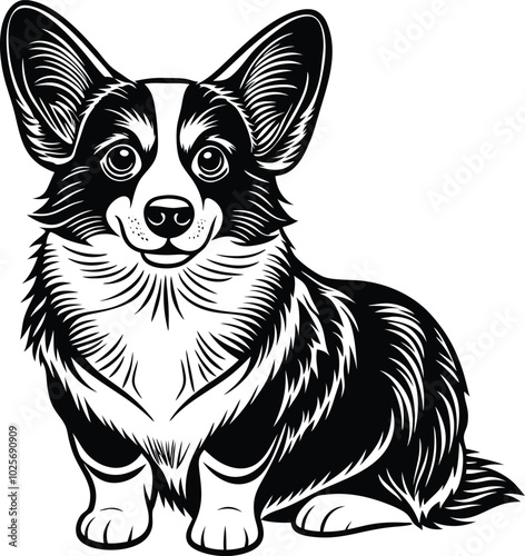 Pembroke Welsh corgi dog silhouette vector design