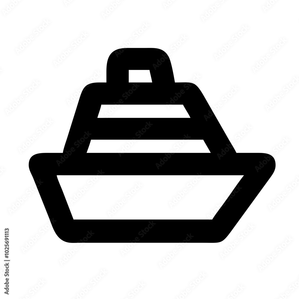 Minimalist boat on waves silhouette icon vector design, perfect for nautical or marine-themed projects. Ideal for logos, graphic illustrations, and stylish, modern designs related to sea and boating.