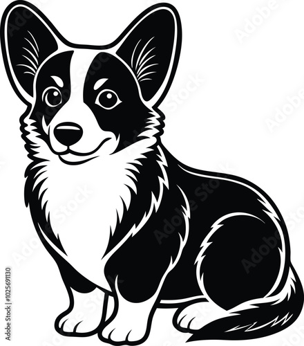 Pembroke Welsh corgi dog silhouette vector design