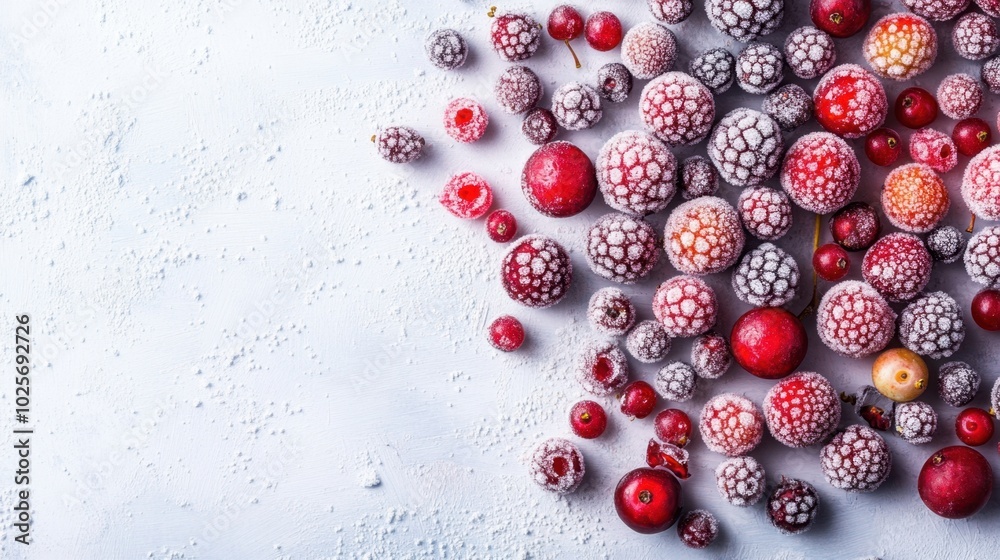 Assorted Frozen Berries on a White Surface Assorted Frozen Berries on a White Surface