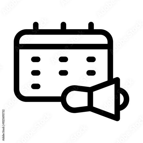 Megaphone Calendar Icon, Event Calendar Symbol, Marketing Date Sign