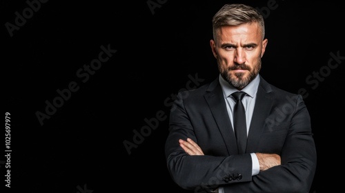 Elite Bodyguard Securing Entrance at Exclusive Event with Stern Expression - High Resolution Photo Realistic Image