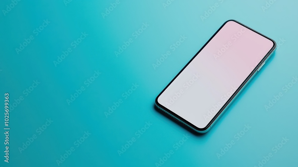 Modern smartphone with blank screen on a blue gradient background. Perfect for technology, electronics, or mobile app themes. Modern smartphone with blank screen on a blue gradient background. Perfect for technology, electronics, or mobile app themes.