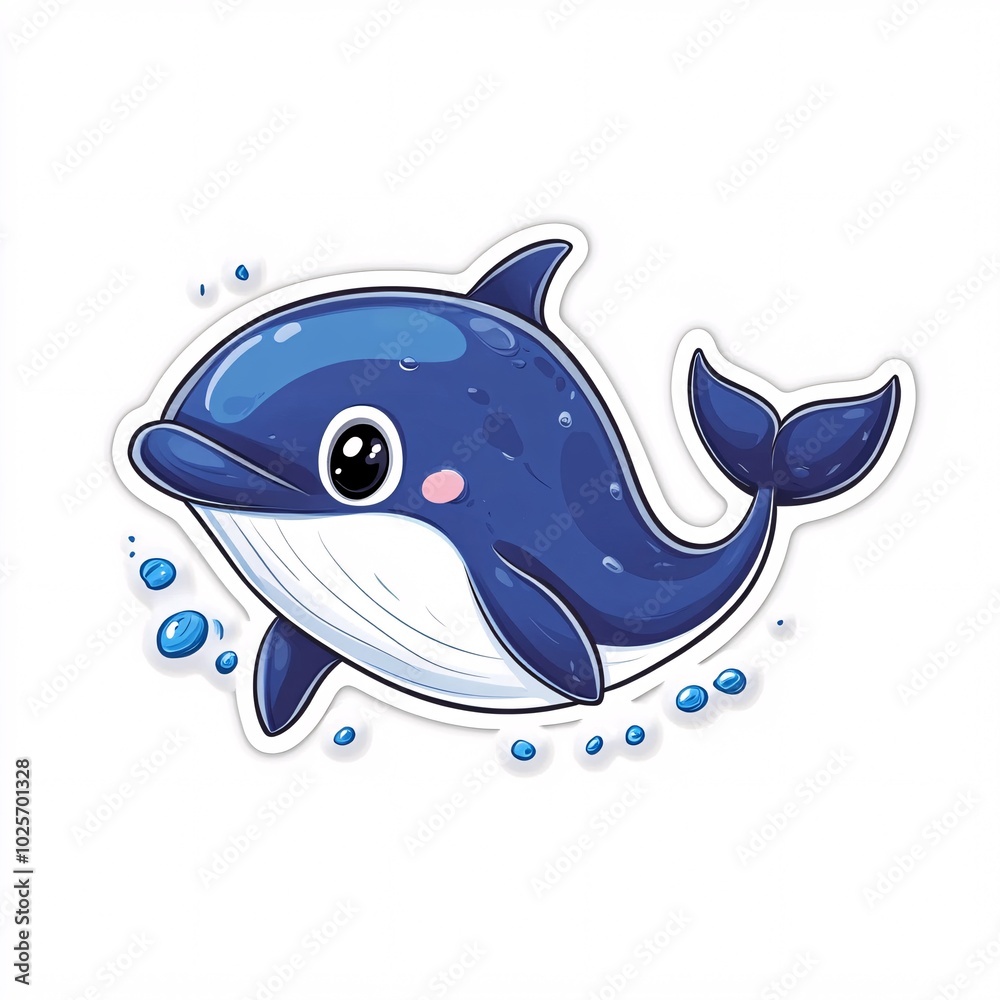Cute Baby Whale Blowing Water in an Isolated Scene Cute Baby Whale Blowing Water in an Isolated Scene